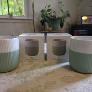 Royal Copenhagen Fluted Contrast Mug Set of 2 NWB green